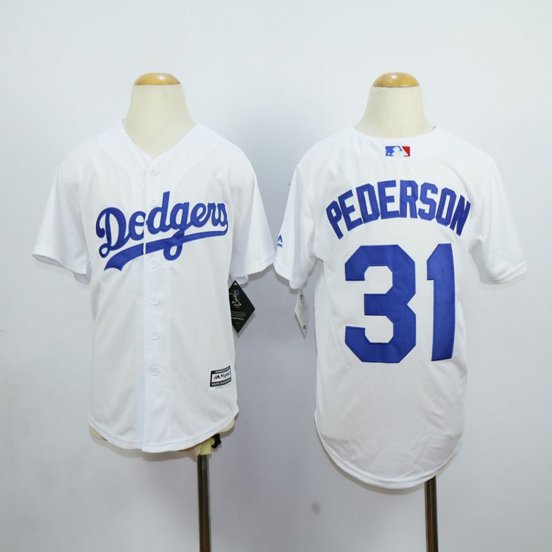 Youth Los Angeles Dodgers #31 Pederson White MLB Jerseys